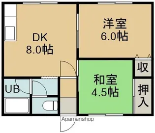 メゾンパティオ海岸町Ⅱ【1階】の間取り